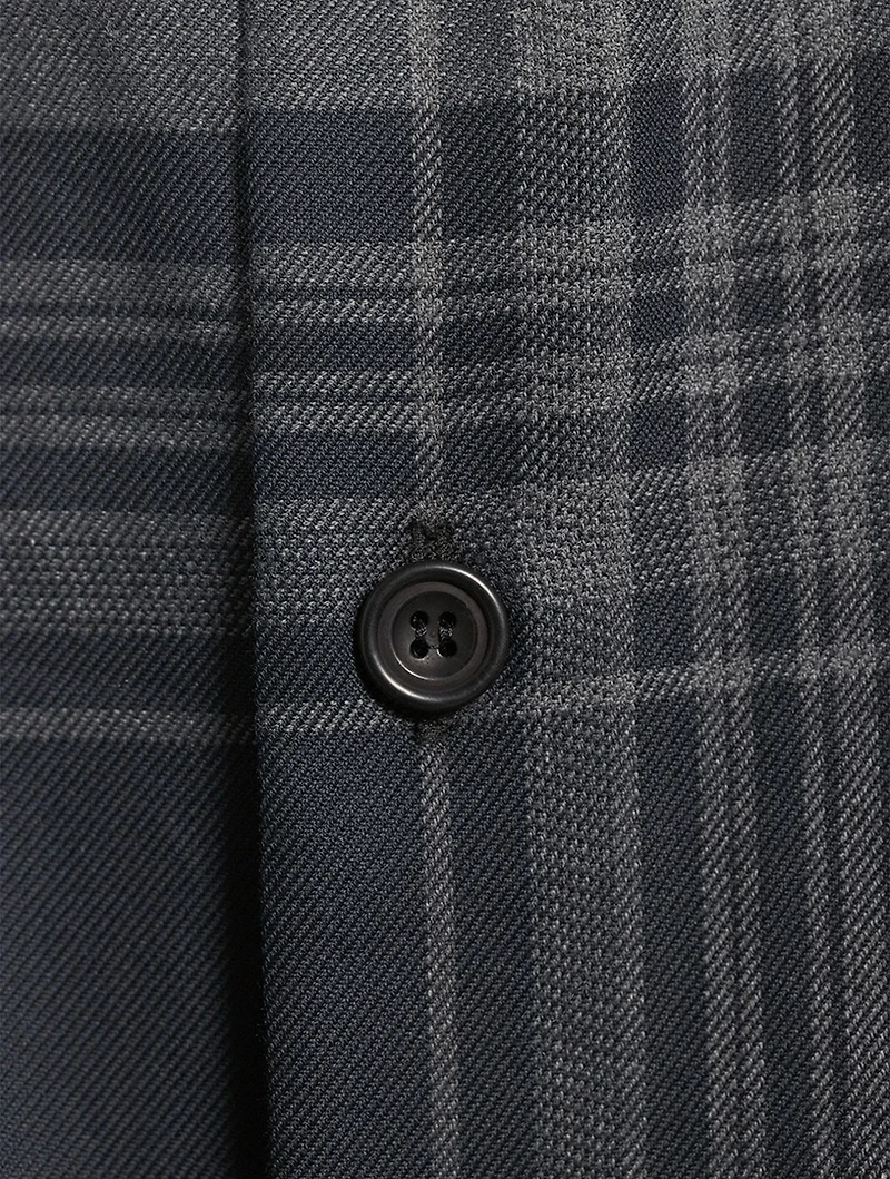 Double Stand Collar Shirt Check Print