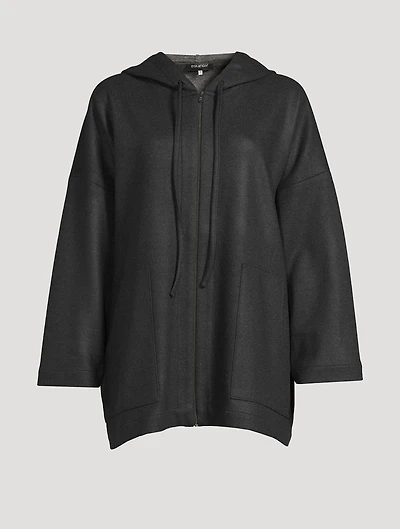 Zip-Front Wool Hoodie