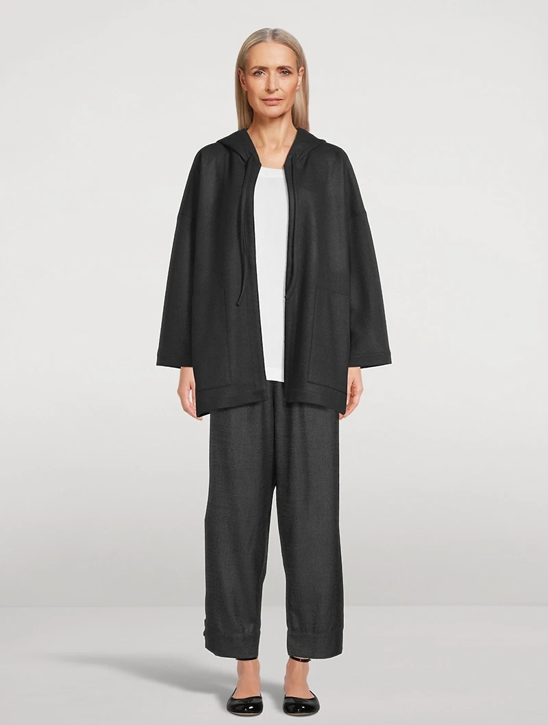 Zip-Front Wool Hoodie