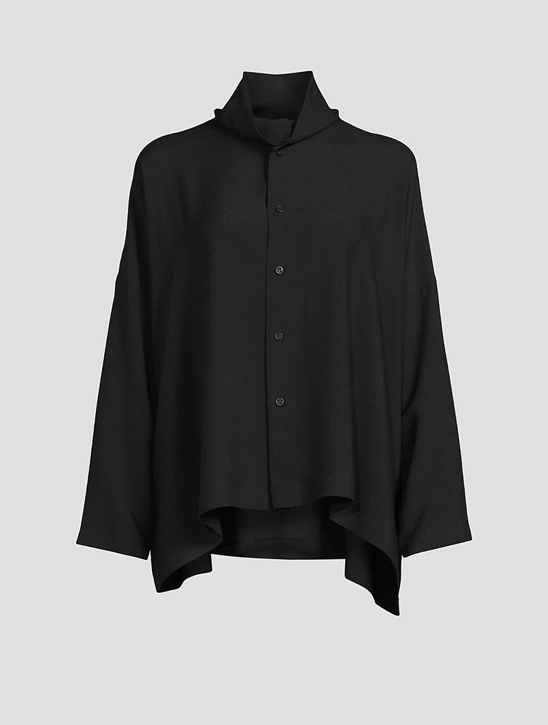 Scrunch-Neck Silk Shirt