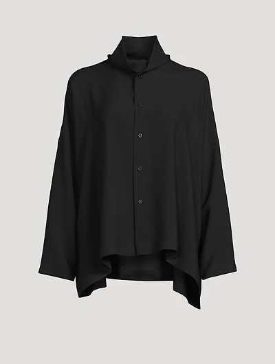 Scrunch-Neck Silk Shirt