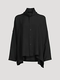 Scrunch-Neck Silk Shirt