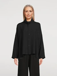 Scrunch-Neck Silk Shirt