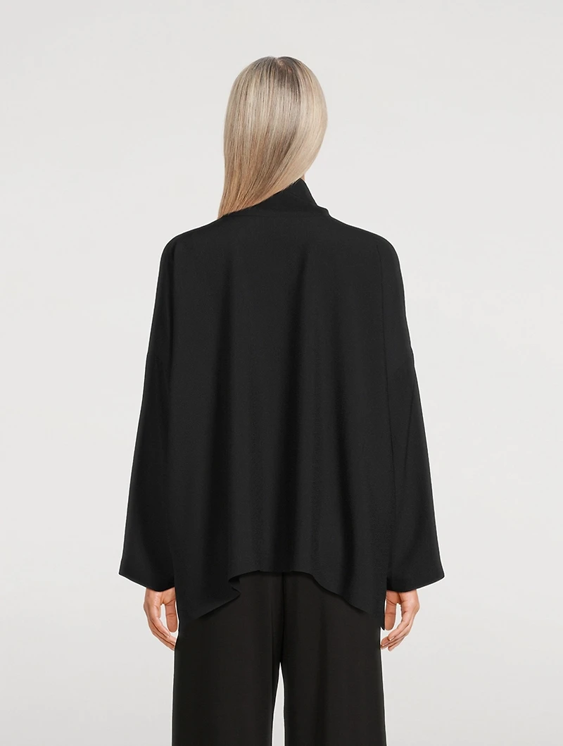 Scrunch-Neck Silk Shirt