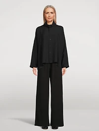 Scrunch-Neck Silk Shirt