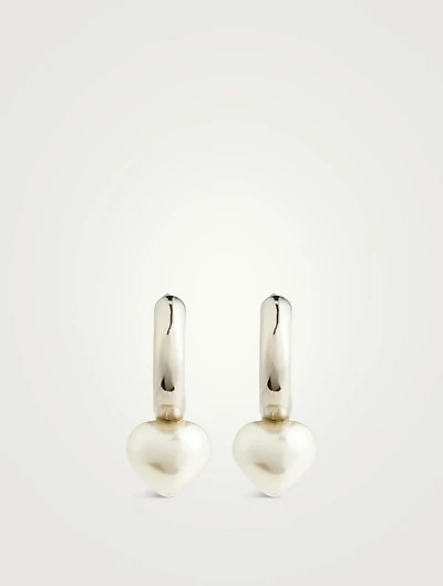 Mini Pearl Heart Hoop Earrings