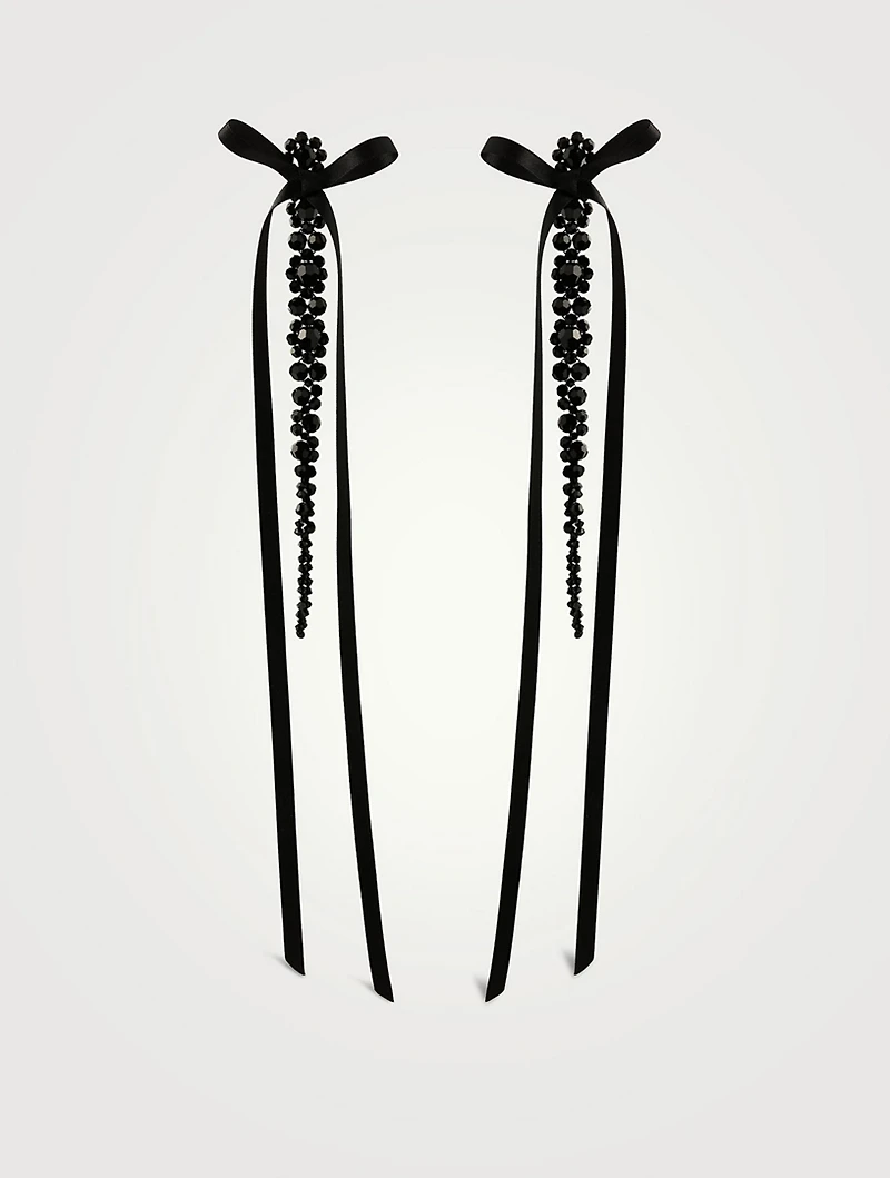 Bow Ribbon Crystal Drip Earring