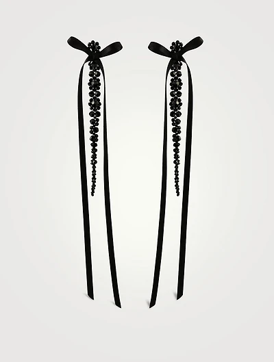 Bow Ribbon Crystal Drip Earring