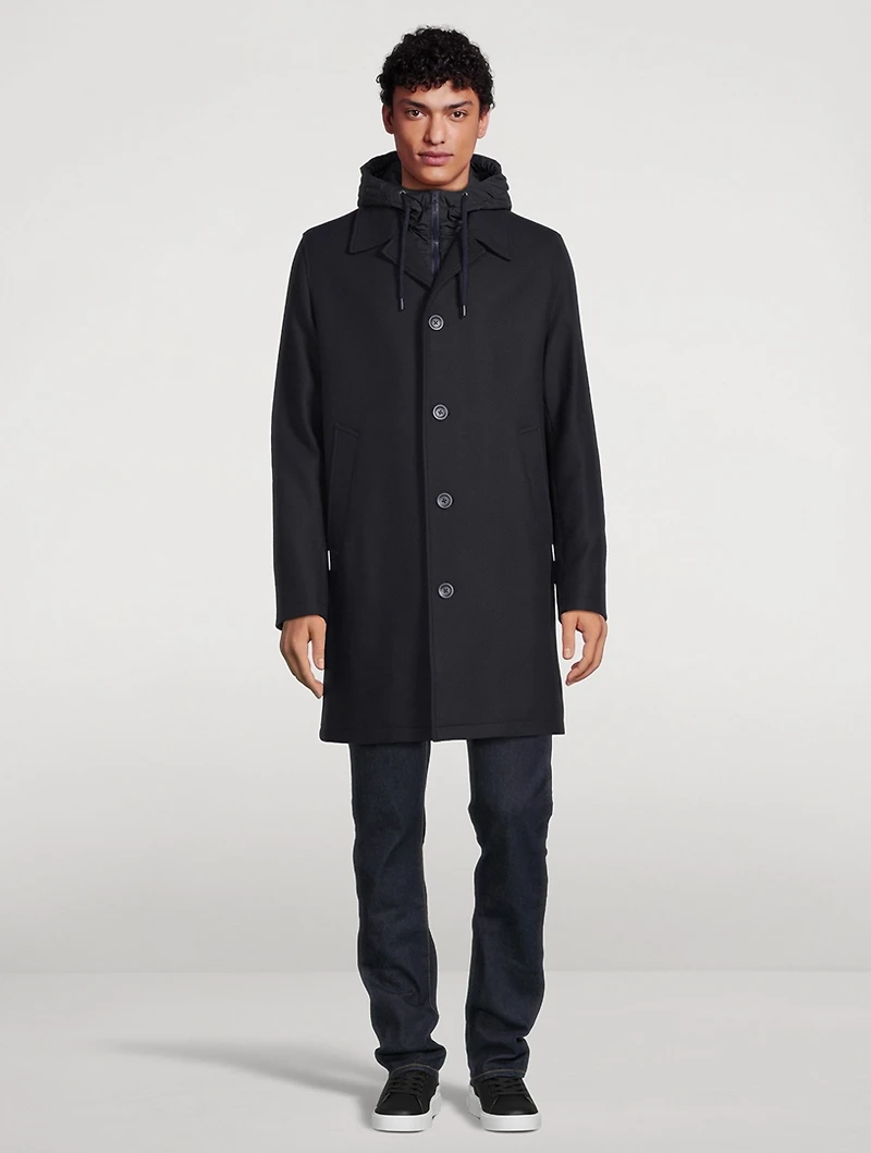 Eco Wool Coat With Removable Hood
