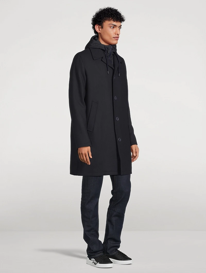 Eco Wool Coat With Removable Hood