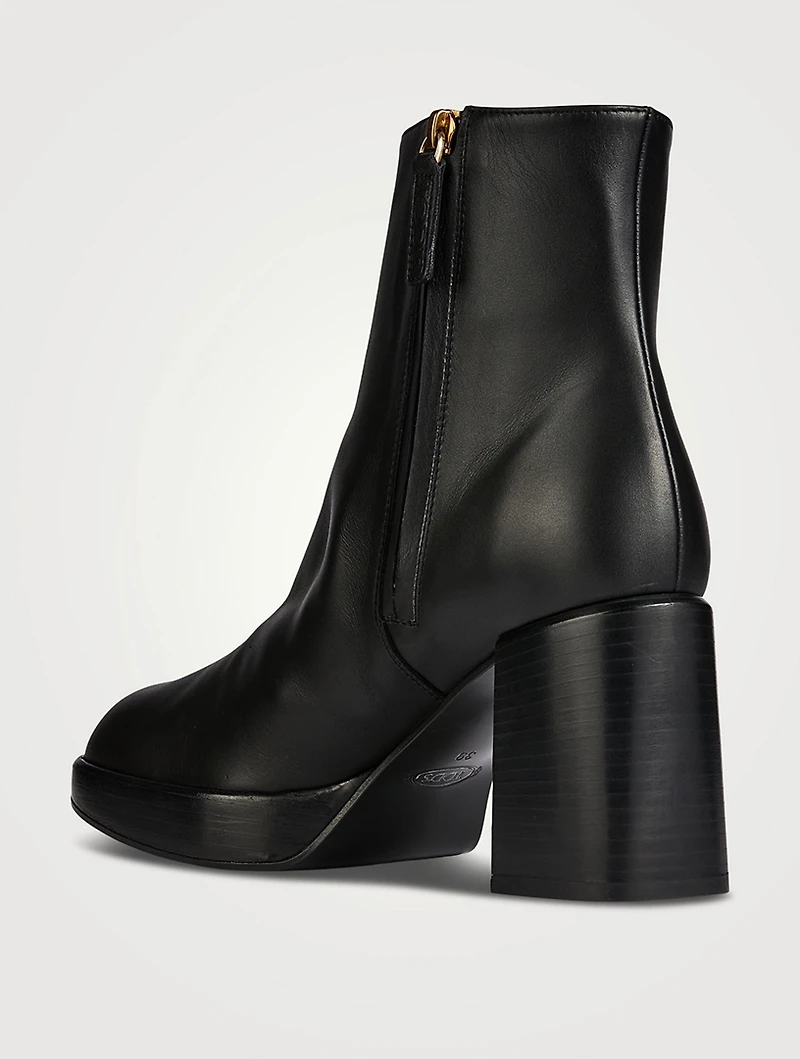 Leather Platform Ankle Boots