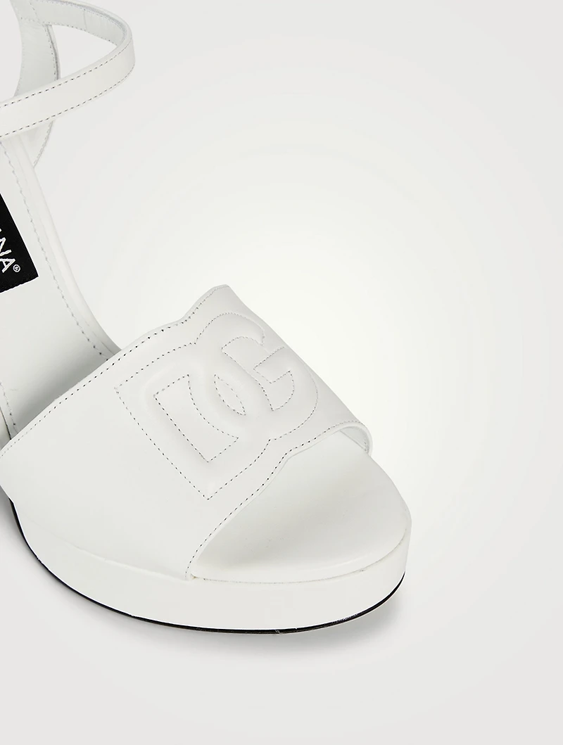 Liscio Leather Platform Logo Sandals