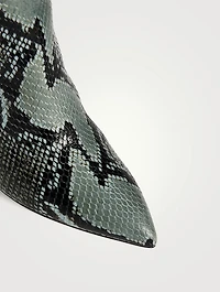 Leather Heeled Knee-High Boots Lizard Print