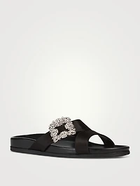 Chilanghi Embellished Satin Slide Sandals