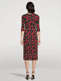 Charmeuse Midi Dress Cherries Print