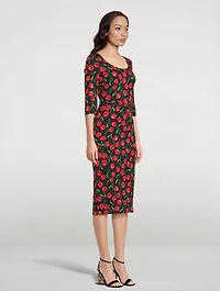 Charmeuse Midi Dress Cherries Print