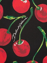 Charmeuse Midi Dress Cherries Print