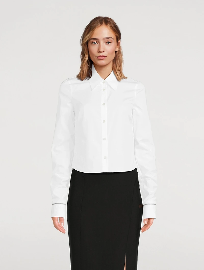 Zipper-Trimmed Poplin Shirt
