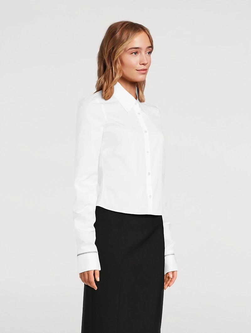 Zipper-Trimmed Poplin Shirt