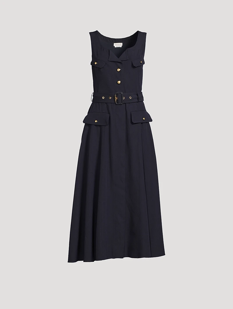 Belted Military Midi Dress
