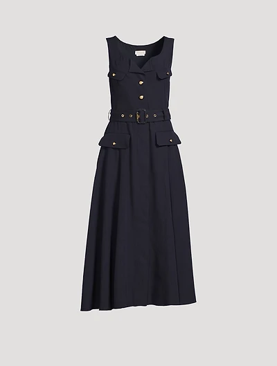 Belted Military Midi Dress