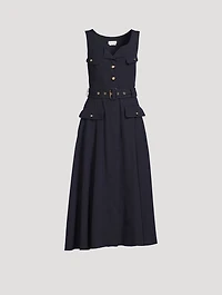 Belted Military Midi Dress