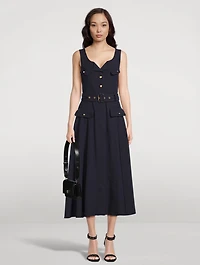 Belted Military Midi Dress