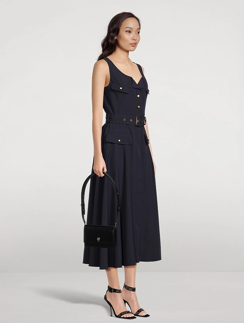 Belted Military Midi Dress