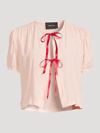 Short-Sleeve Blouse With Ties