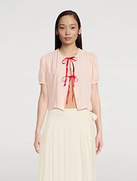 Short-Sleeve Blouse With Ties