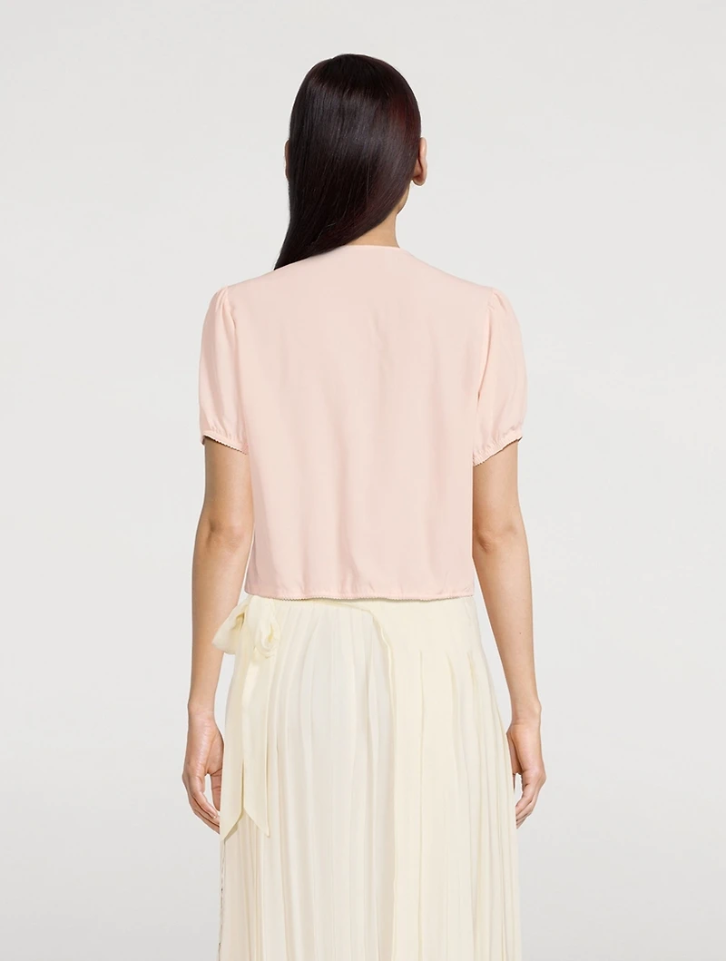 Short-Sleeve Blouse With Ties