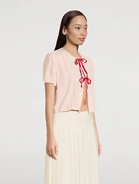 Short-Sleeve Blouse With Ties