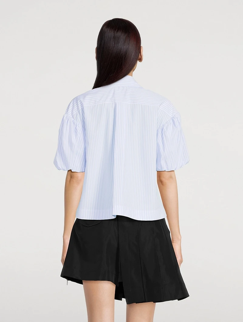 Cropped Puff-Sleeve Shirt With Graphic Print