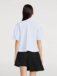 Cropped Puff-Sleeve Shirt With Graphic Print
