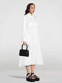 Cotton Midi Shirt Dress With Cup Detail