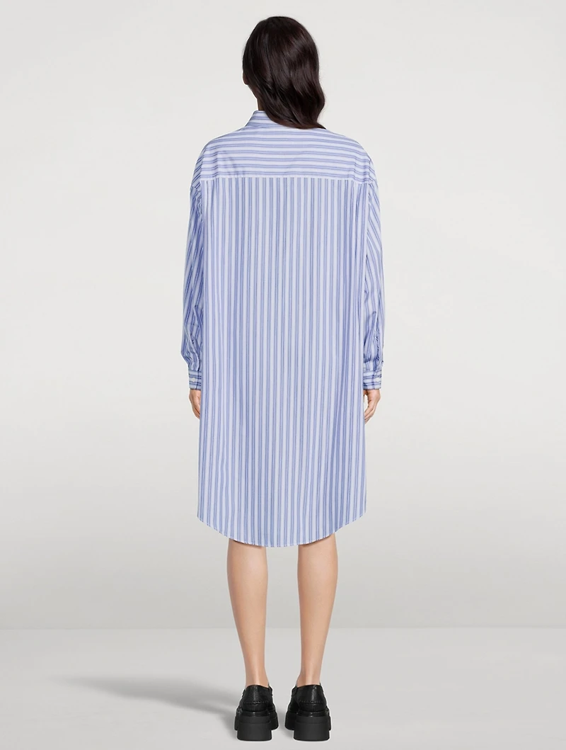 Poplin Shirt Dress Stripe Print