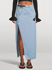 Padlock Denim Maxi Skirt