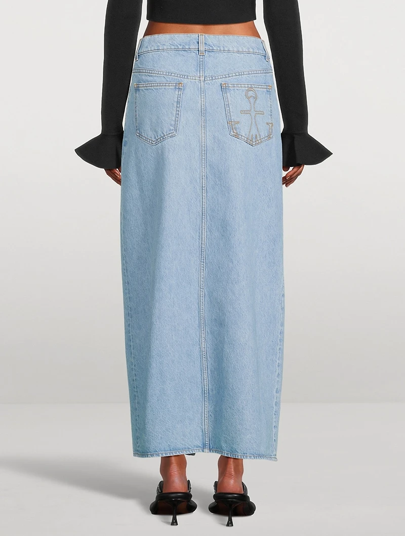 Padlock Denim Maxi Skirt