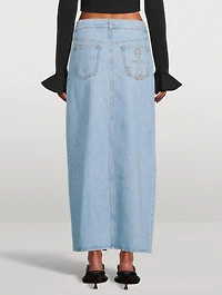 Padlock Denim Maxi Skirt