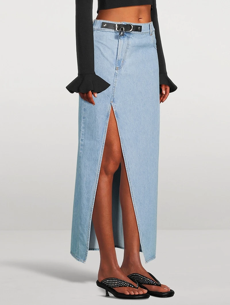 Padlock Denim Maxi Skirt