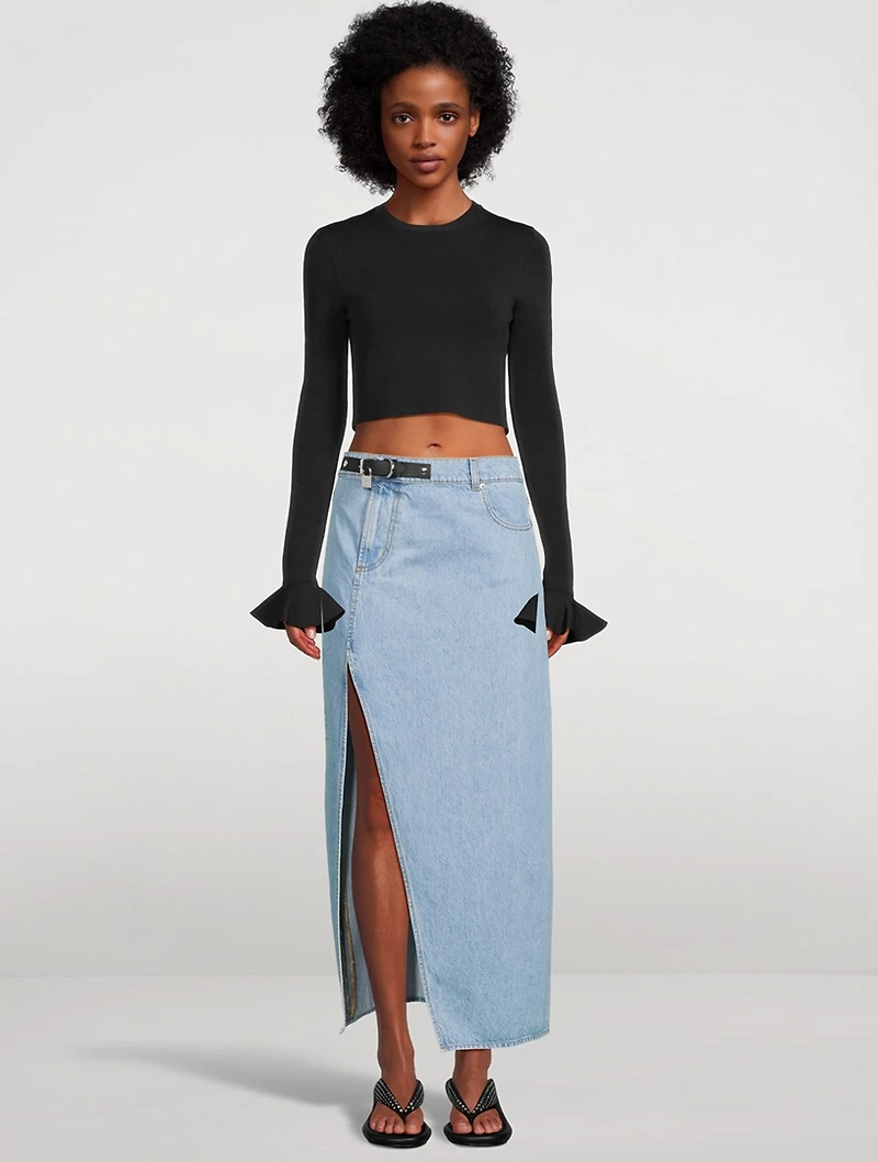 Padlock Denim Maxi Skirt
