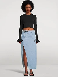 Padlock Denim Maxi Skirt