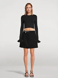 Cropped Ruffle-Cuff Sweater