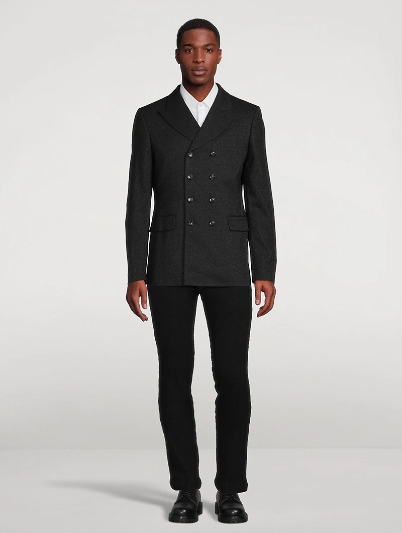 Wool-Blend Sparkle Double-Breasted Jacket
