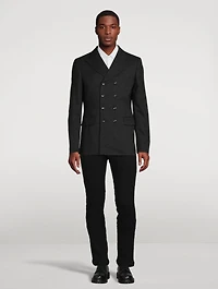 Wool-Blend Sparkle Double-Breasted Jacket