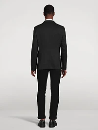 Wool-Blend Sparkle Double-Breasted Jacket