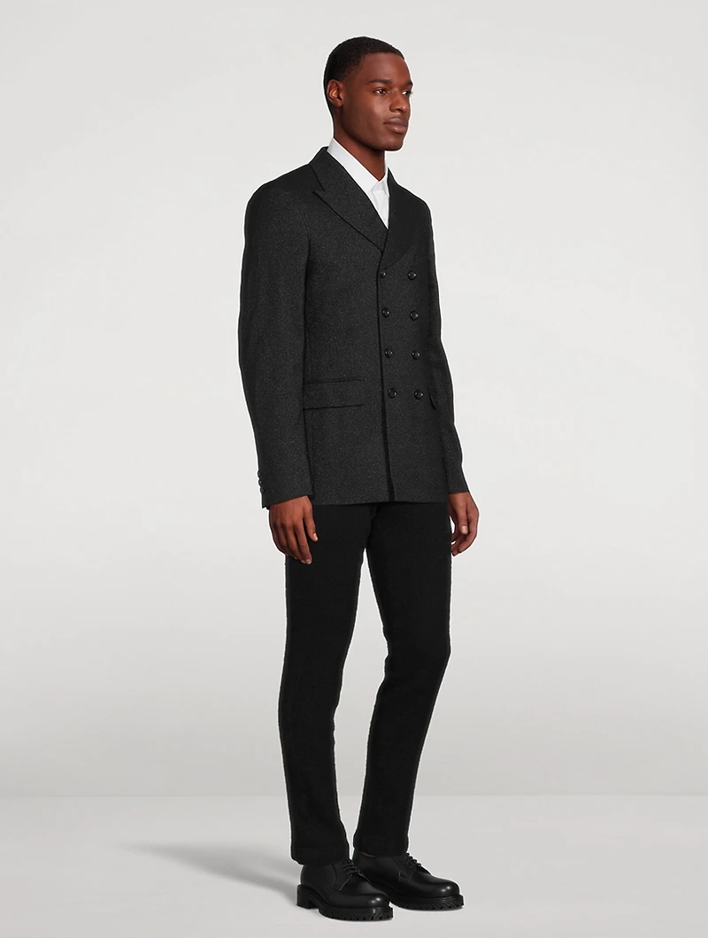 Wool-Blend Sparkle Double-Breasted Jacket