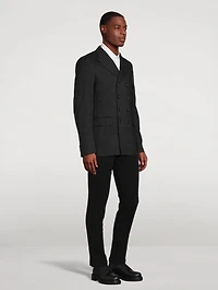 Wool-Blend Sparkle Double-Breasted Jacket
