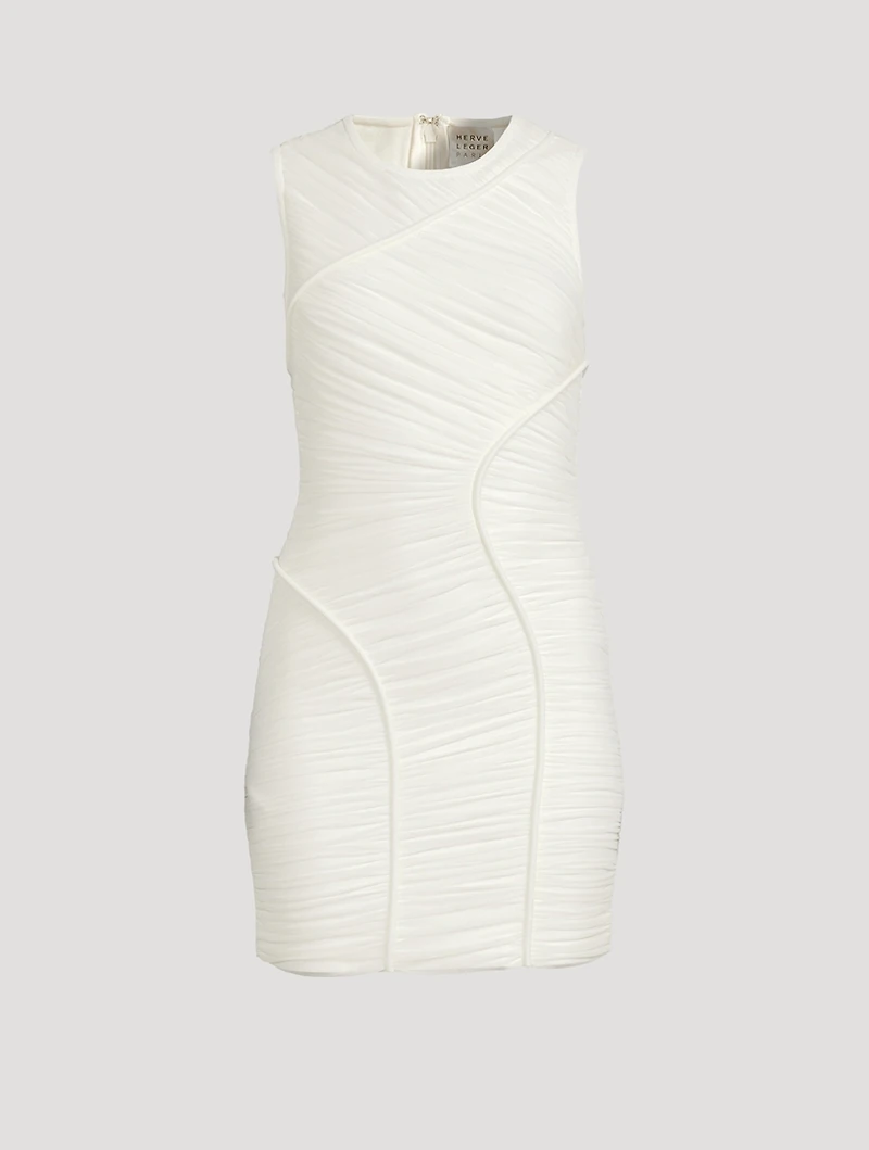 Ruched Mesh Mini Dress