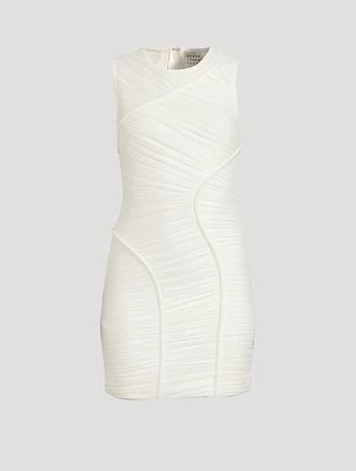Ruched Mesh Mini Dress